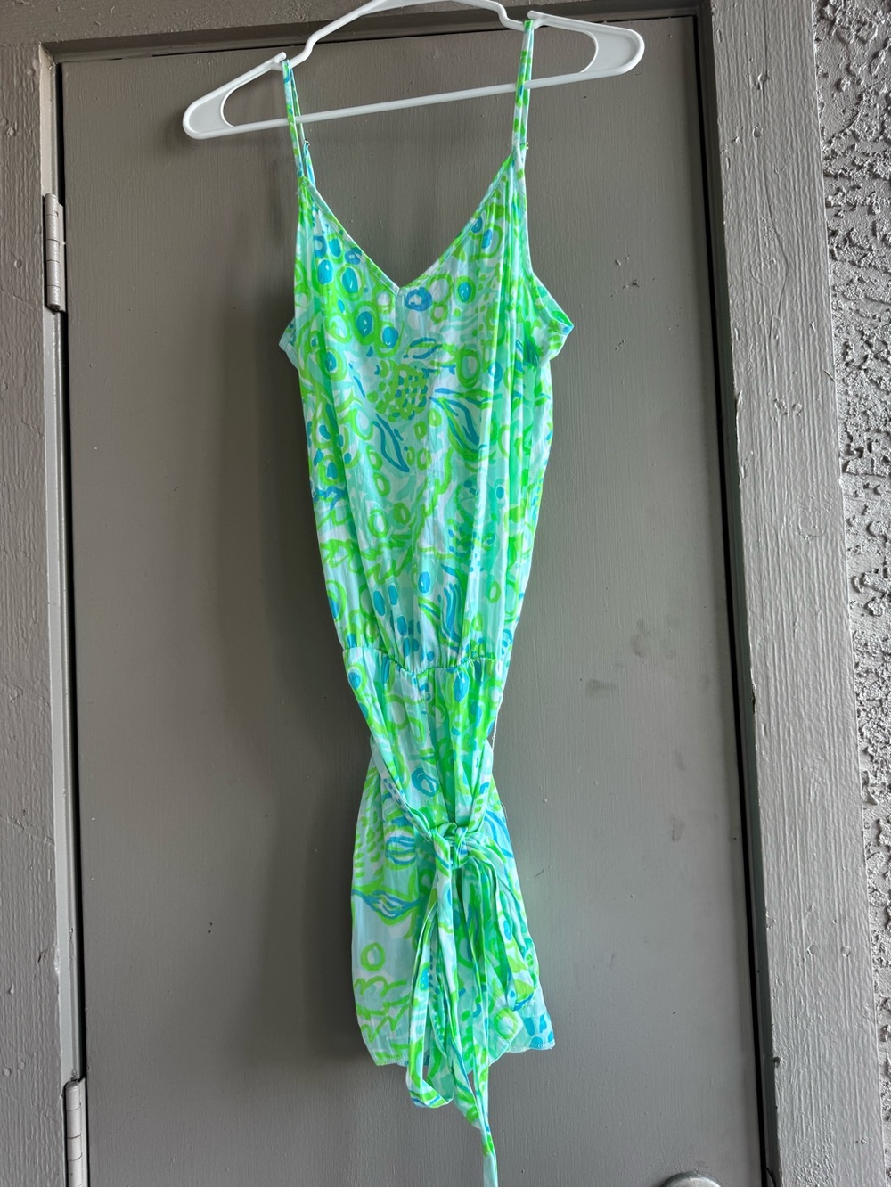 Lilly Pulitzer M Green & Aqua Printed Spaghetti Strap Romper